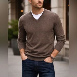 Cullen C/89MEN Brown 100% Cashmere V-Neck Sweater Men’s Size L